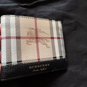 Burberry Horseferry Check Mens Bi-Fold Wallet Beige/Black